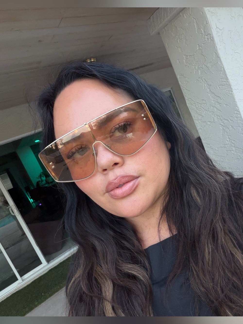 Dolce & Gabbana Gold and Brown Shield Sunglasses